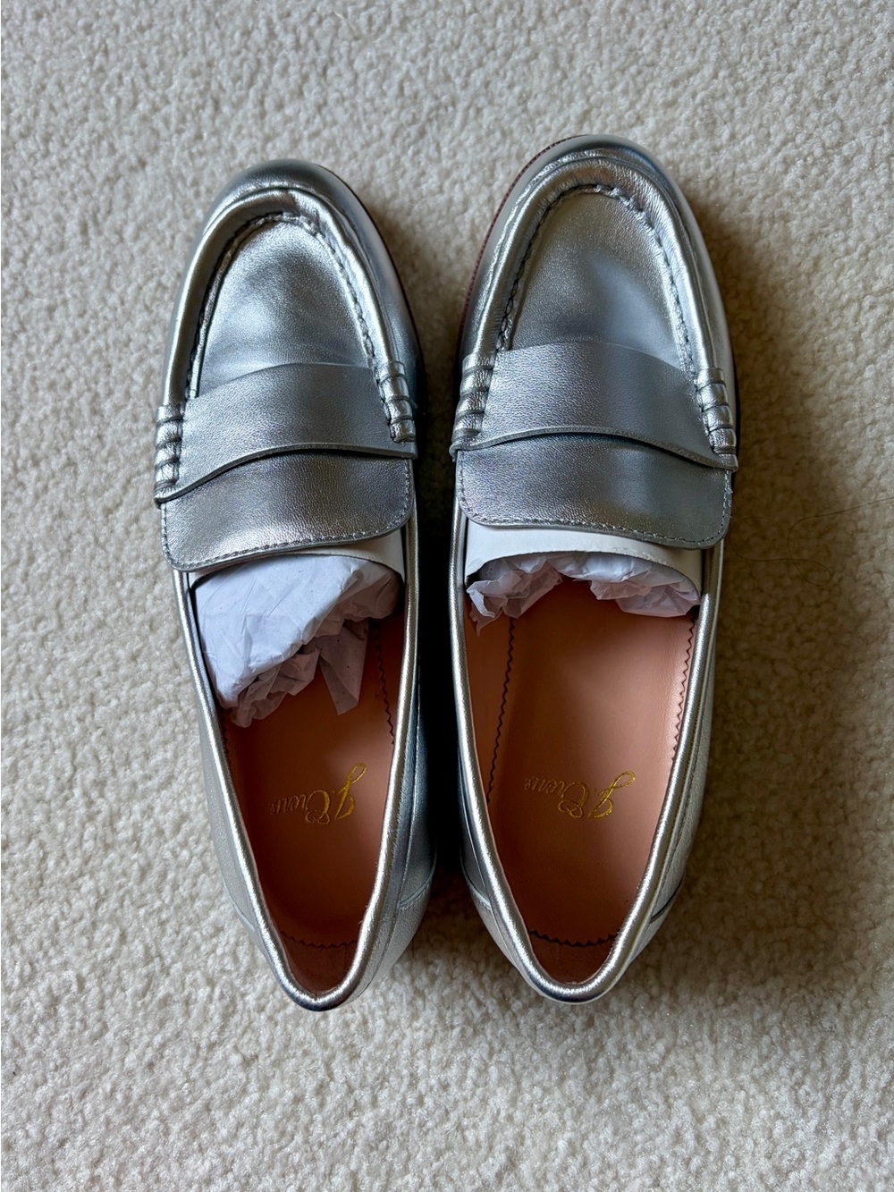 Leather penny loafers in silver - Picture 2 of 10